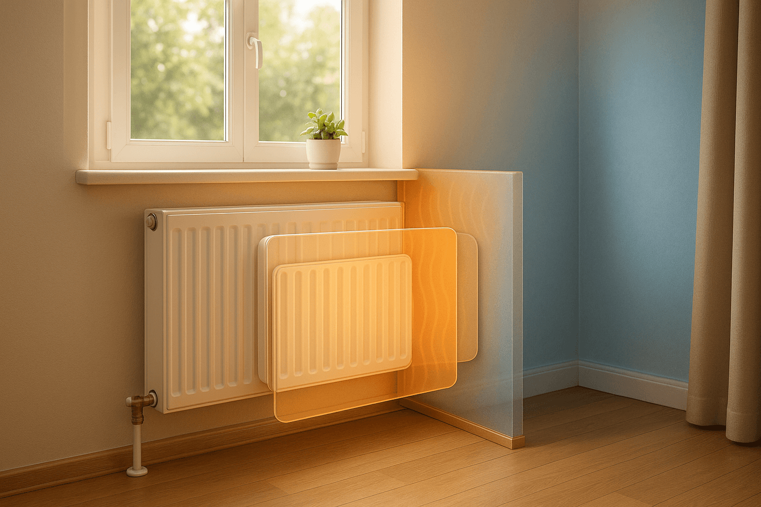 Radiator reflector planning visual with thermal overlay
